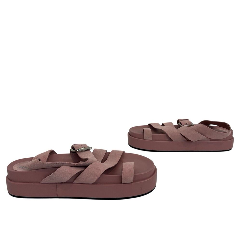 Jeffrey Campbell Size 9 Pink Getaway Footbed Suede Flatform Strappy Sandals - Picture 5 of 9